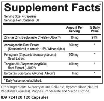 A close-up of a supplement facts label showing a supplement called 'Albion' with ingredients listed in a table format on a white background.